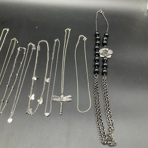 Vintage & Modern Costume Jewelry Lot 14 Necklaces Dragonfly Filigree Heart