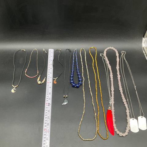 Vintage to Modern Mixed Costume Jewelry Necklace Lot 0.4 lbs 12pc Dog Tags Beads