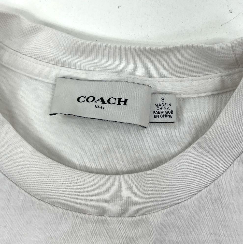 Men's Coach White & Rainbow Logo Dinosaur Short Sleeve T-shirt - Size Small