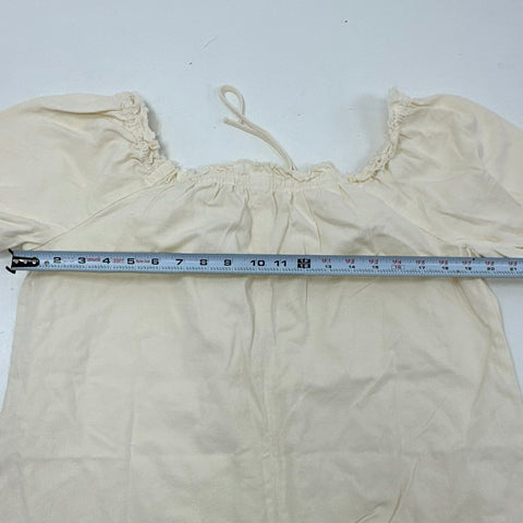 We The Free Free People Women's Peasant Romper Ivory Vanilla Puff Sleeve NWT S
