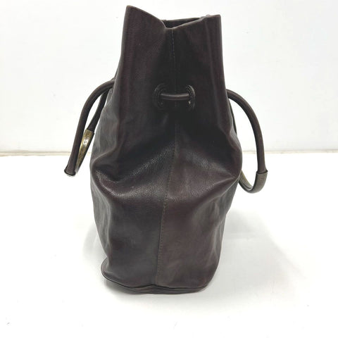 NWT Barneys New York Brown Leather Slouchy Tote Bag Brass Handle