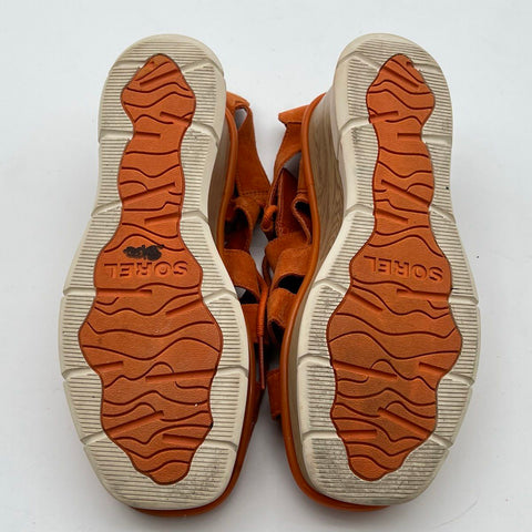 Sorel Kinetic Impact Wedge Lace Sandal Canyon Orange Women's Size 11