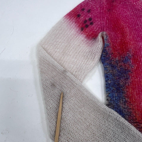 Paynestar Women's Pink Abstract Kid Mohair Merino Wool Blend Sweater Sz L