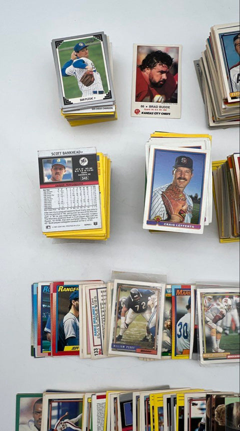 Sports Card Lot Mixed Baseball Football 1980s-90s Topps Fleer 400+ See Photos
