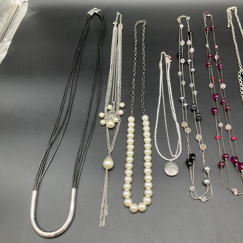 Vintage & Modern Costume Jewelry Lot of 12 Necklaces Faux Pearl Beaded Boho