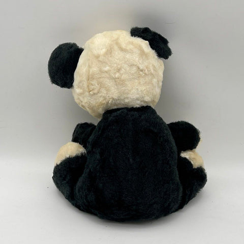 Vintage Panda Plush Stuffed Animal Googly Eyes Black White 10 Inch