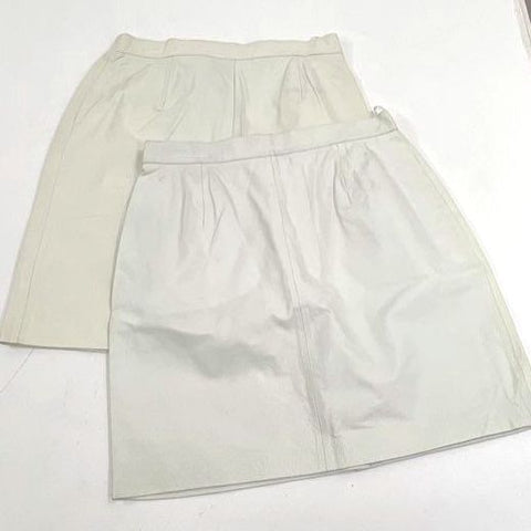 Excelled Lot of 2 Vintage 80s White Leather Pencil Skirts Women's Size 12