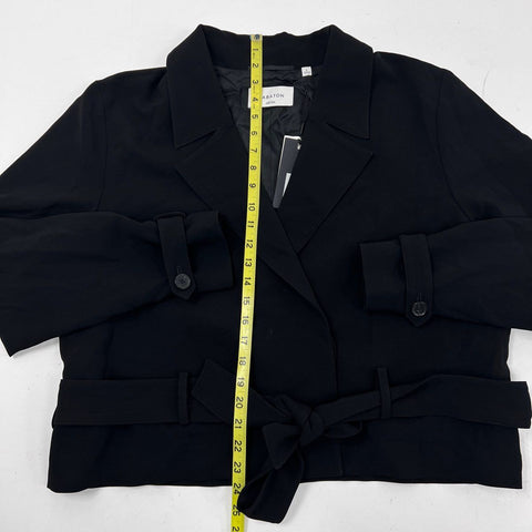 Babaton Women's Black Postage Belted Cropped Jacket Sz L NWT
