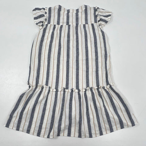 Cynthia Rowley Women's White Blue Striped Linen Blend Button Front Dress Sz L