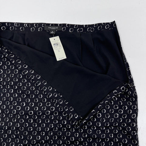 Ann Taylor Women's Black White Circle Print Pencil Skirt NWT Size 8