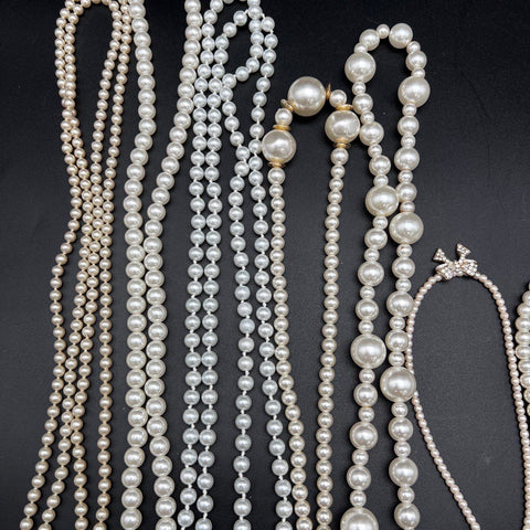 Mixed Faux & Cultured Pearl Jewelry Lot Vintage to Modern Necklaces Bracelet