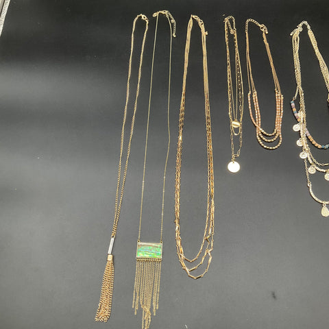 Gold Tone Fashion Jewelry Lot of 6 Layered Tassel Pendant Boho Necklaces