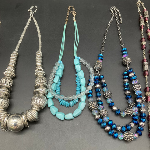 Fashion Costume Jewelry Necklace Lot of 8 Beaded Statement Multi-strand Styles