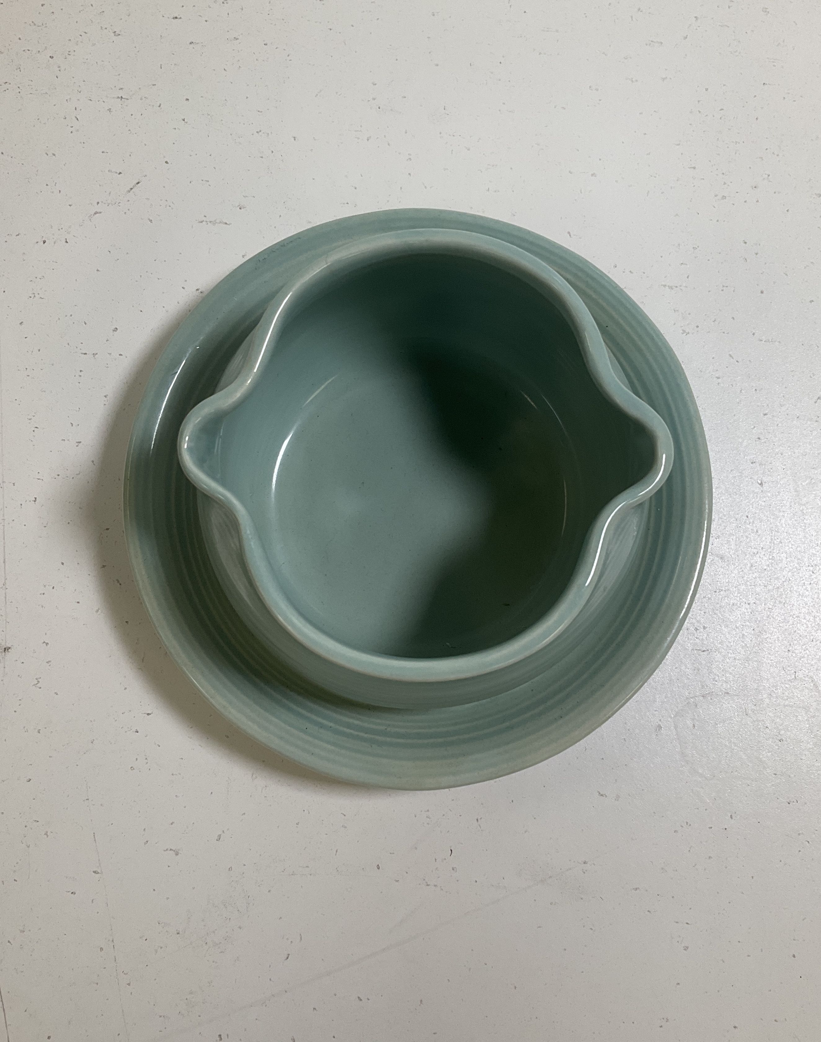 Vintage Franciscan Contour Earthenware Gravy Boats Dusty Rose Turquoise Lot of 2