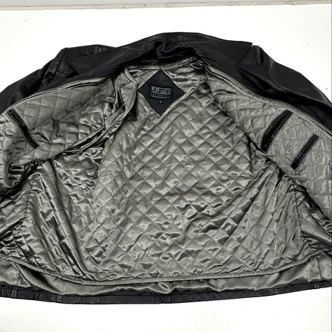 Vintage 90s L.A. Leather California Black Genuine Leather Car Coat Jacket Sz XL