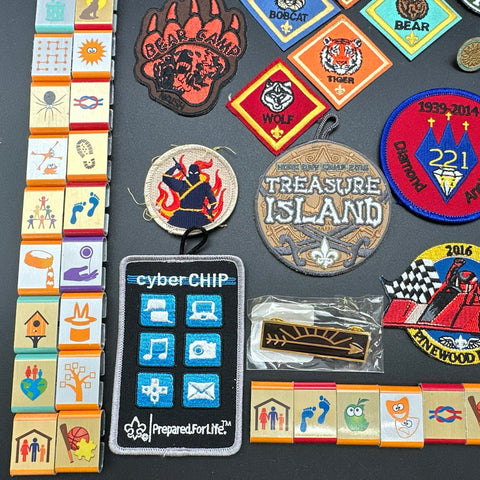 BSA Boy Scouts Memorabilia Lot Approx 60 Pcs Patches Adventure Loops Pins 2010s