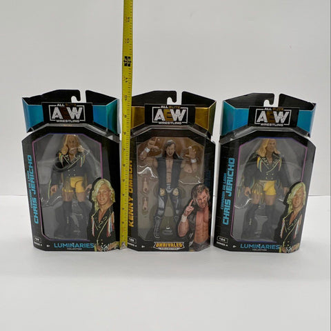 AEW Wrestling Action Figure Lot Kenny Omega Chris Jericho 3 Figures Sealed NIB