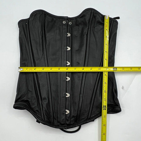 Allure Leather Women's Black Genuine Leather Boned Lace Up Corset Size M
