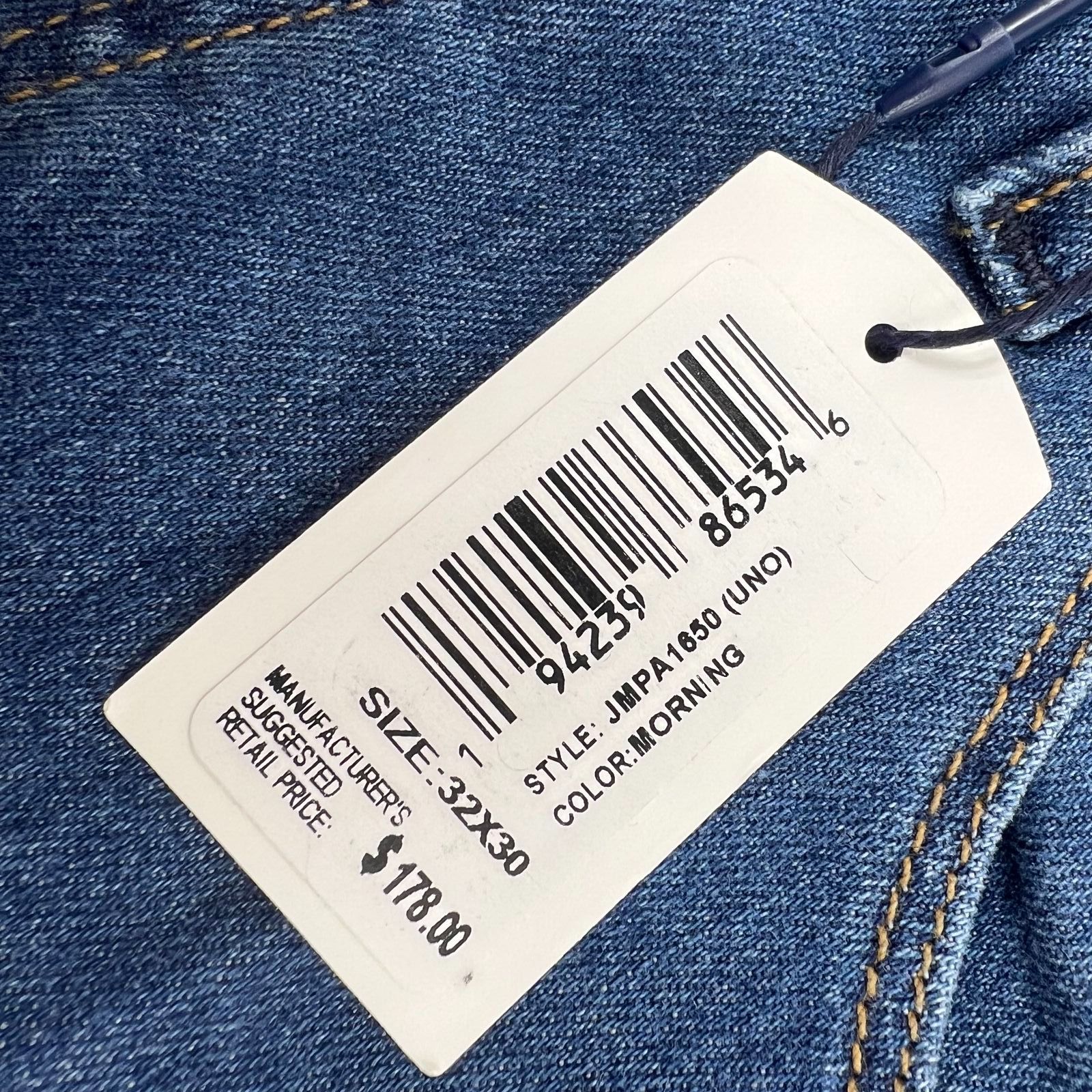 NWT Johnnie-O UNO Blue Jeans Straight Men's Size 32x30 $178