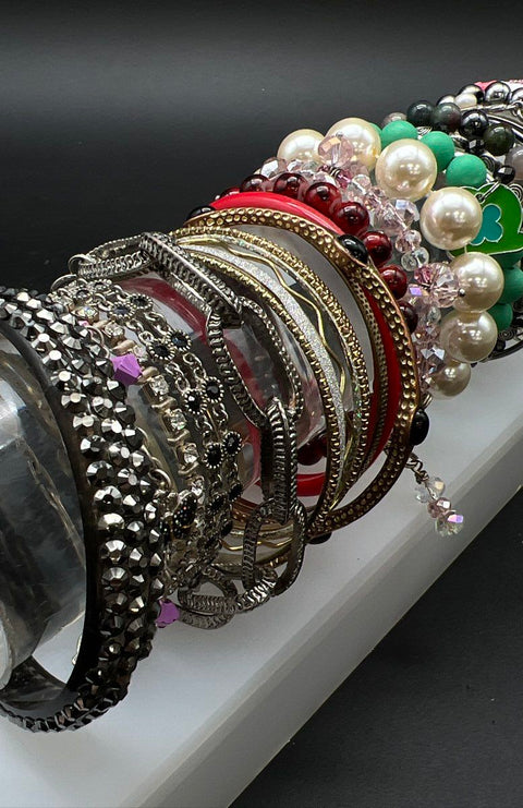 Disney Alex and Ani Style Beaded Bangle Costume Jewelry Lot of 30
