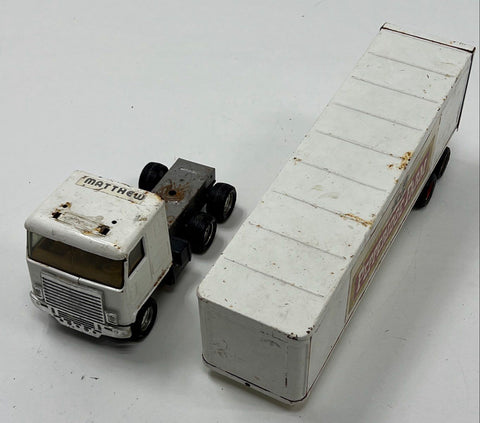 Vintage Pepperidge Farm Diecast Semi Truck with Trailer White Cab Over Engine