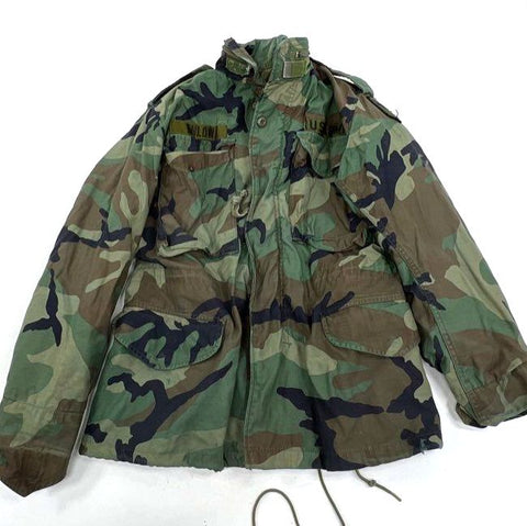 Vintage 80s US Army Woodland Camo M-65 Field Jacket Coat Men's XS Short
