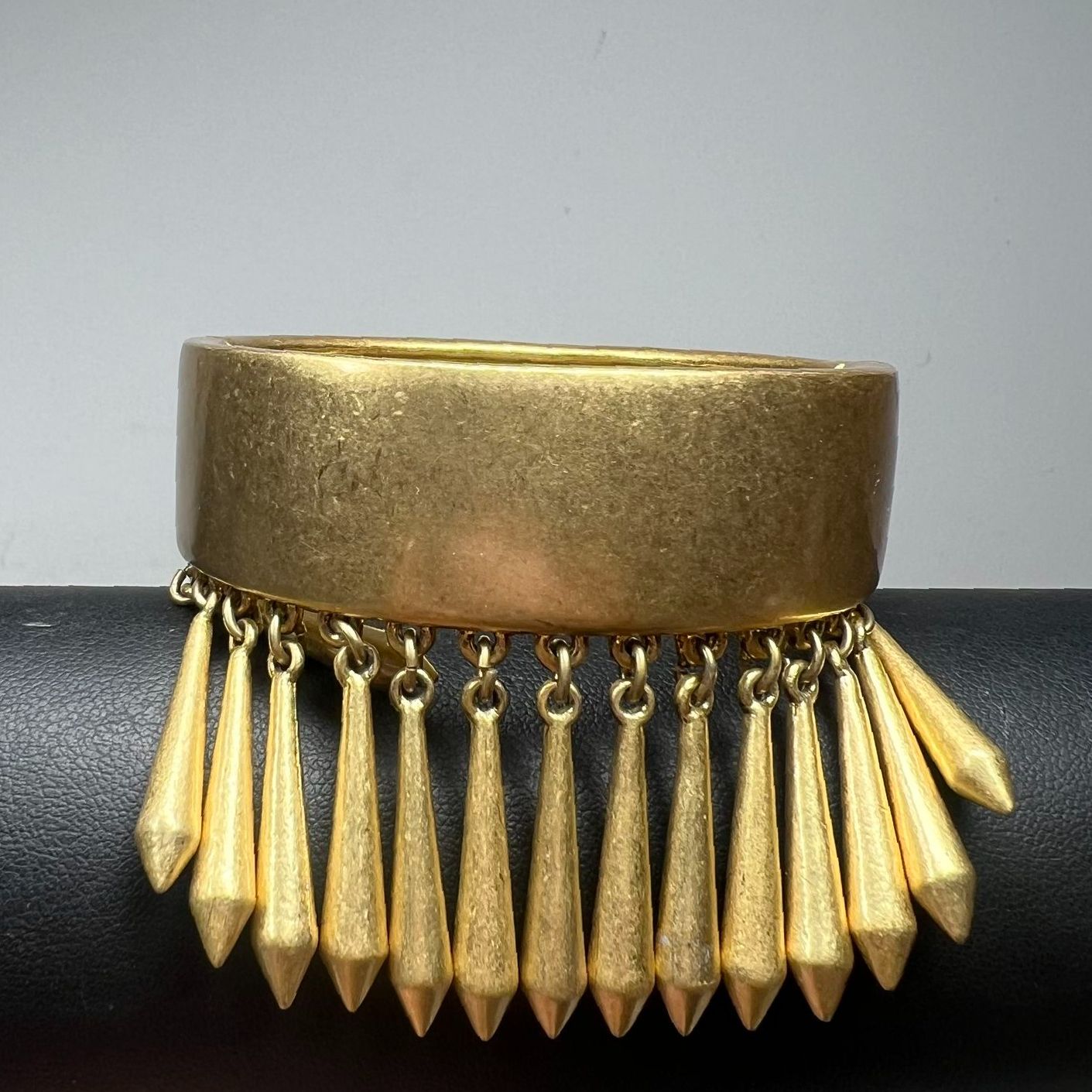 Lia Sophia Brushed Gold Tone Dangle Fringe Magnetic Closure Cuff Bracelet