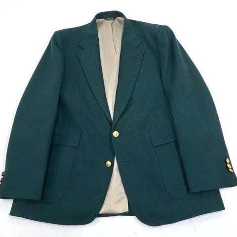 Vintage 80s Wynbrooke Dark Green Gold Button Blazer Sport Coat Men's 42R
