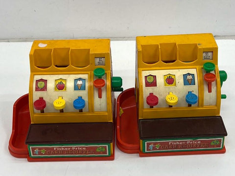 Vintage 70s Fisher Price #926 Cash Register Working Bell Toy Lot of 2