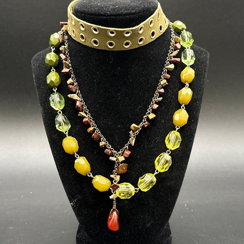 Boho Tribal Earthy Necklace Jewelry Lot of 9 Carved Dragon Tree of Life Beads
