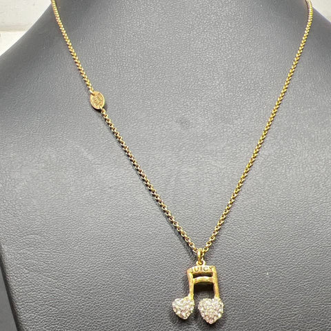 Juicy Couture Gold Tone Rhinestone Music Note Necklace