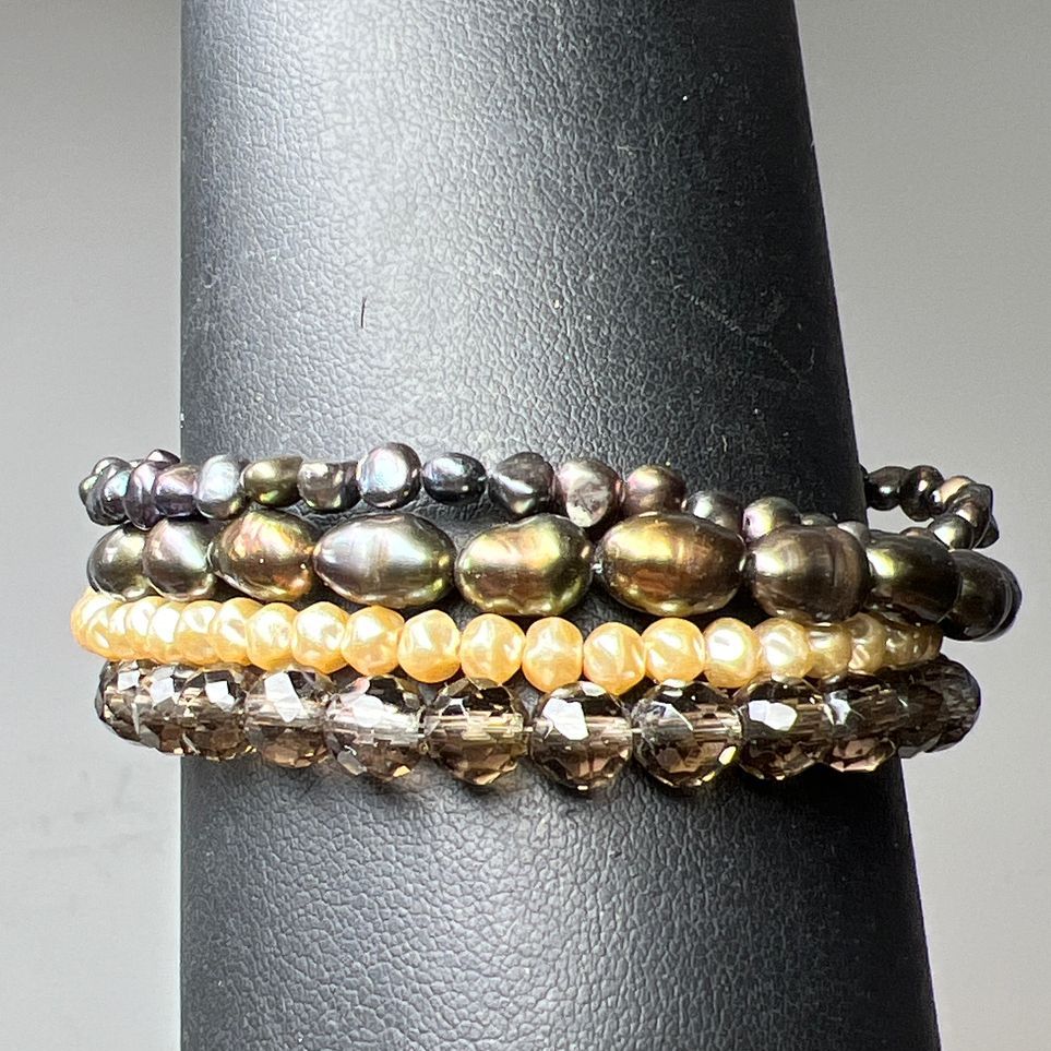 David Aubrey Multistrand Pearl & Multifaceted Beaded Bracelet