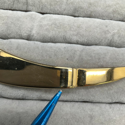 Vintage Givenchy Paris New York Gold Tone Modernist Curved Brooch 5 In