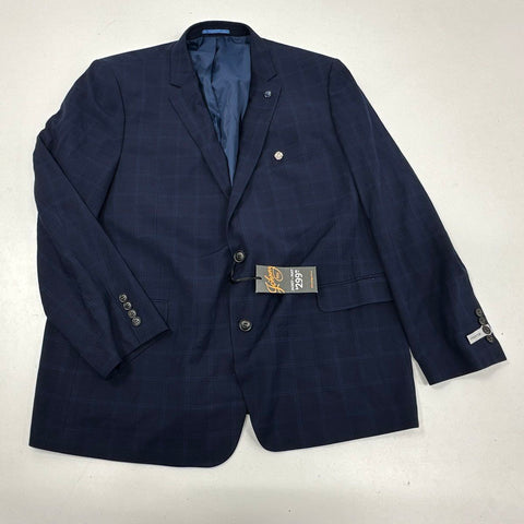 Johnny Bigg Men's Navy Brocks Check Stretch 2B Suit Jacket Size 48 NWT