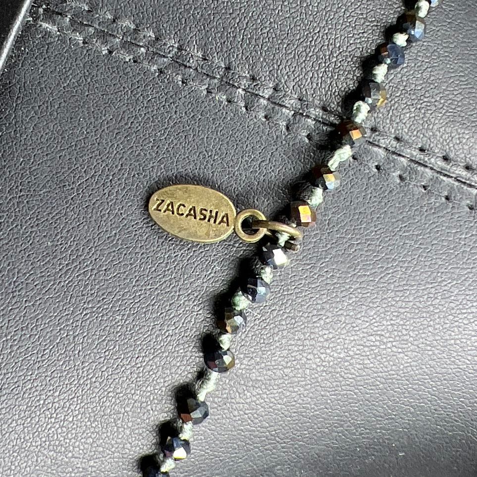 Zacasha Pearl Green tassel Multifaceted Beaded Necklace