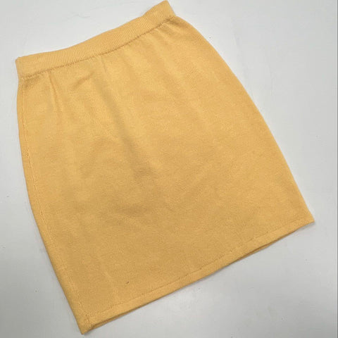 Vintage St. John Separates Women's Yellow Knit Straight Skirt Made in USA Sz 6