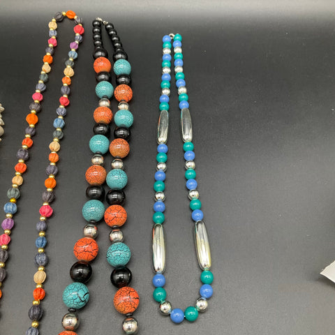 Vintage Art Deco Boho Statement Necklaces Costume Jewelry Lot of 5 Pieces