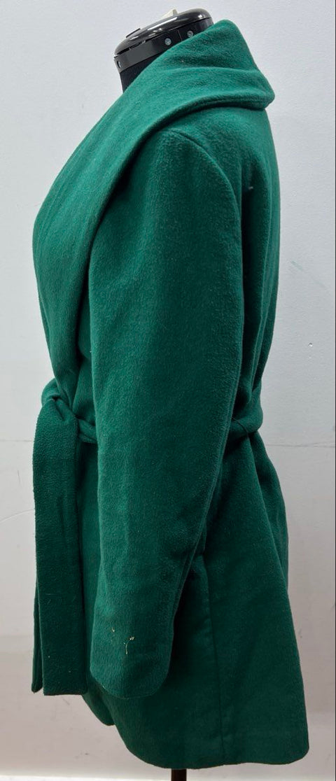 Ann Taylor Women's Green Shawl Collar Belted Wrap Coat Sz S