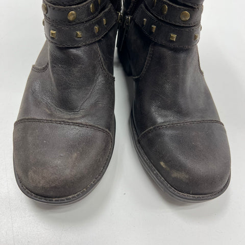 Harley-Davidson Robbie Brown Leather Studded Moto Biker Boots Womens Sz 5.5