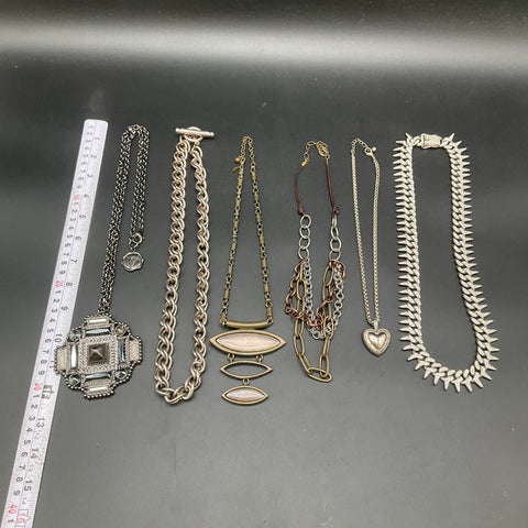 Mixed Fashion Costume Jewelry Lot 1.5 lbs 6 Necklaces Spiked Link Rhinestone