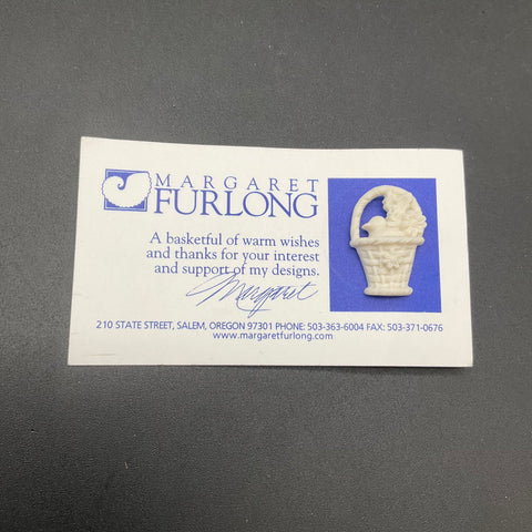 Vintage Margaret Furlong Bisque Porcelain Pins Lot of 3 Basket Heart Flower Pot