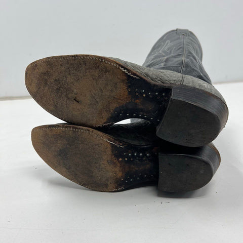 Justin 8527 Grey Elephant Leather Black Cowboy Western Boots Size 10 D