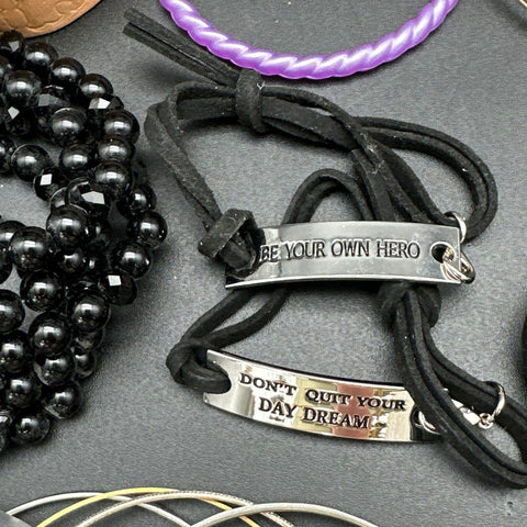 Mixed Fashion Bracelet Lot Motivational Beaded Bangle Costume Jewelry Lot of 45