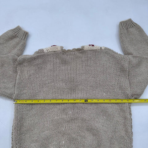 Vintage 90s Huntington Ridge Hand Knitted Ramie Blend Floral Sweater Sz M