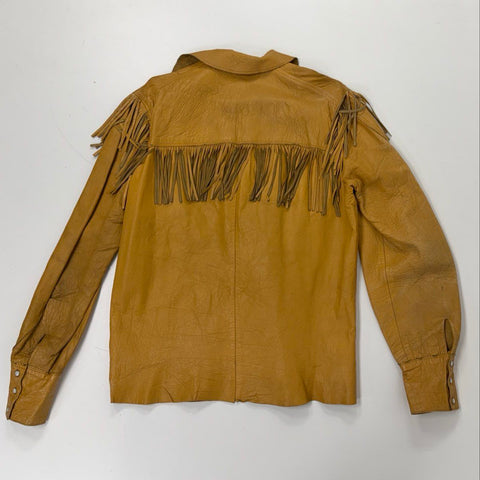 Vintage 70s Taylors of California Leather Fringe Western Pullover Talon Zip