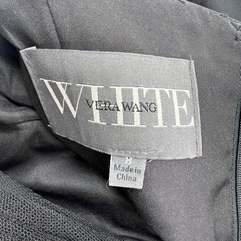 WHITE by Vera Wang VW360454 Black One Shoulder Ruched Gown Dress Women's Size 8