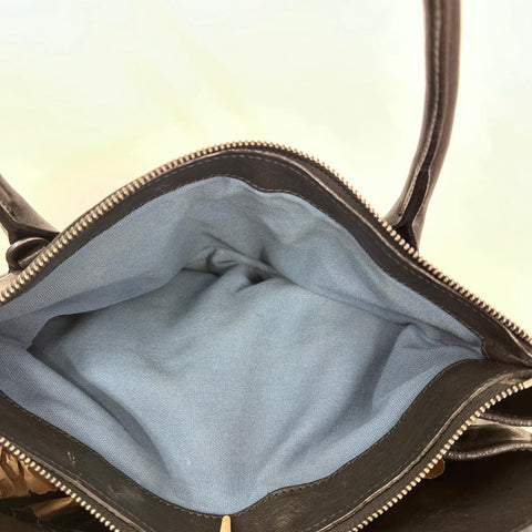 Massimo Palomba Black Leather Satchel Tote Bag Made in Italy Removable Strap