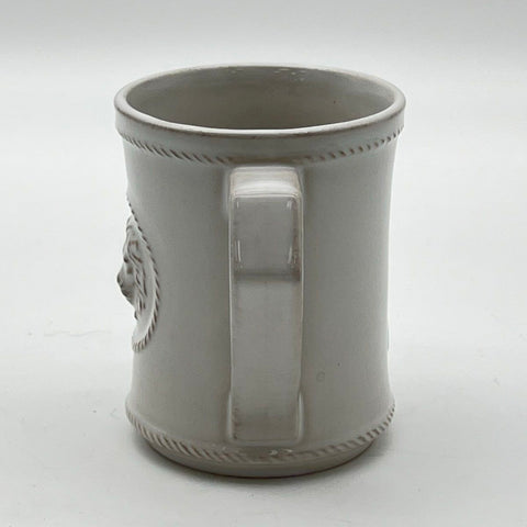 Juliska Lion Medallion Courage Mug White Ceramic Rope Trim Coffee Cup