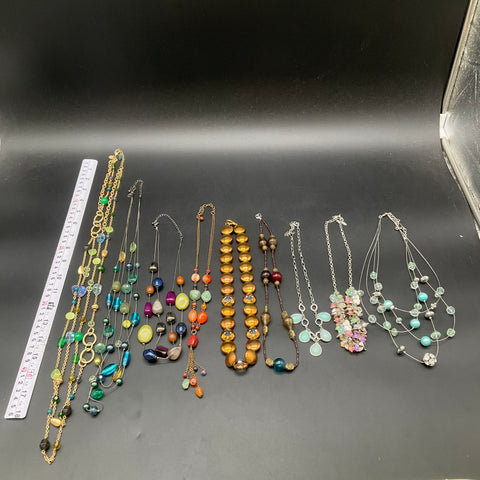 Statement Fashion Beaded Necklace Jewelry Lot of 9 Colorful Multi-Strand Boho
