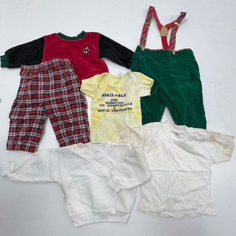 Vintage 80s 90s Kids Baby Clothes Lot of 6 Velour Graphic Tee Distressed
